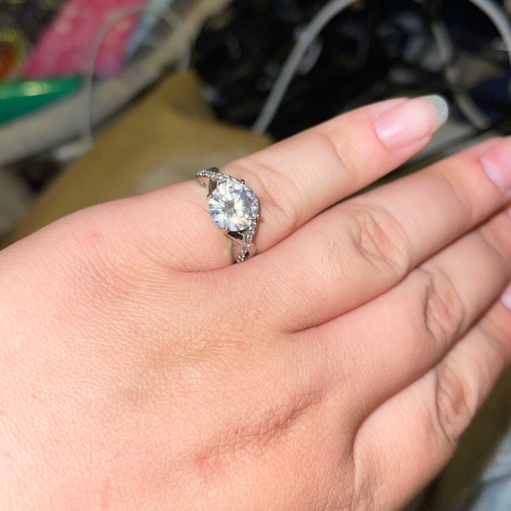 Sterling silver  diamond wedding band